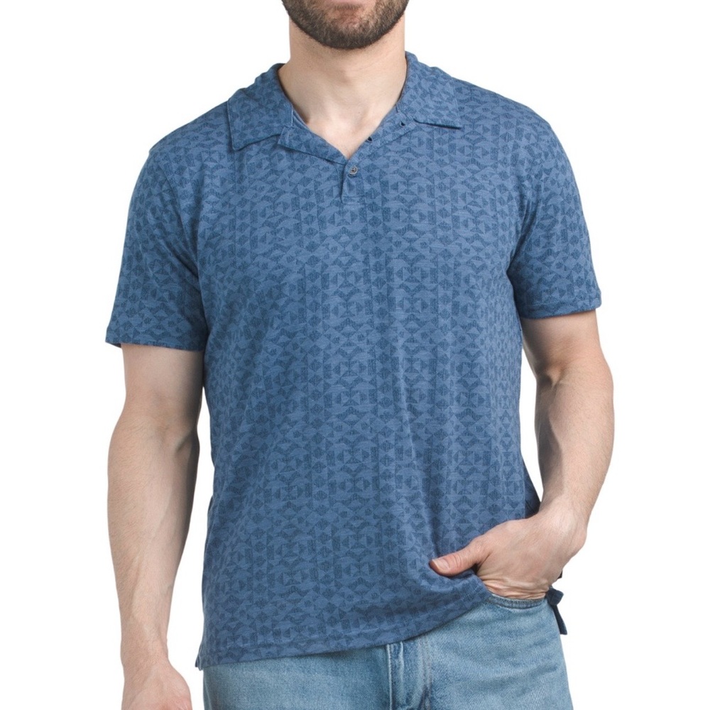 Lucky Brand Men's Blue Geometric Polo NWT size medium